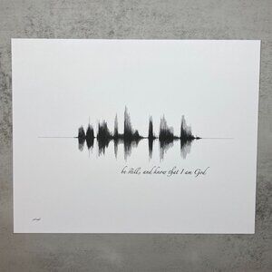 NEW Be Still Soundwave Wall Art Print 8x10in Black White Christian Scripture